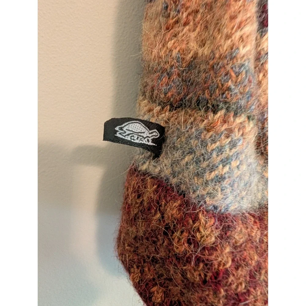 Turtle Fur Kids Alpaca Wool‎ Knit Beanie Hat Striped Burgundy Blue Tassel T1001